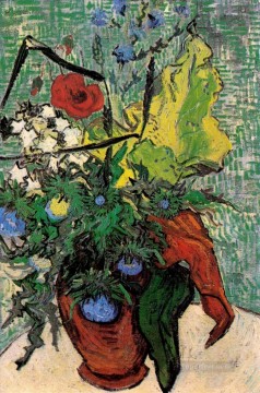  Stre Pintura - Flores silvestres y cardos en un jarrón Vincent van Gogh